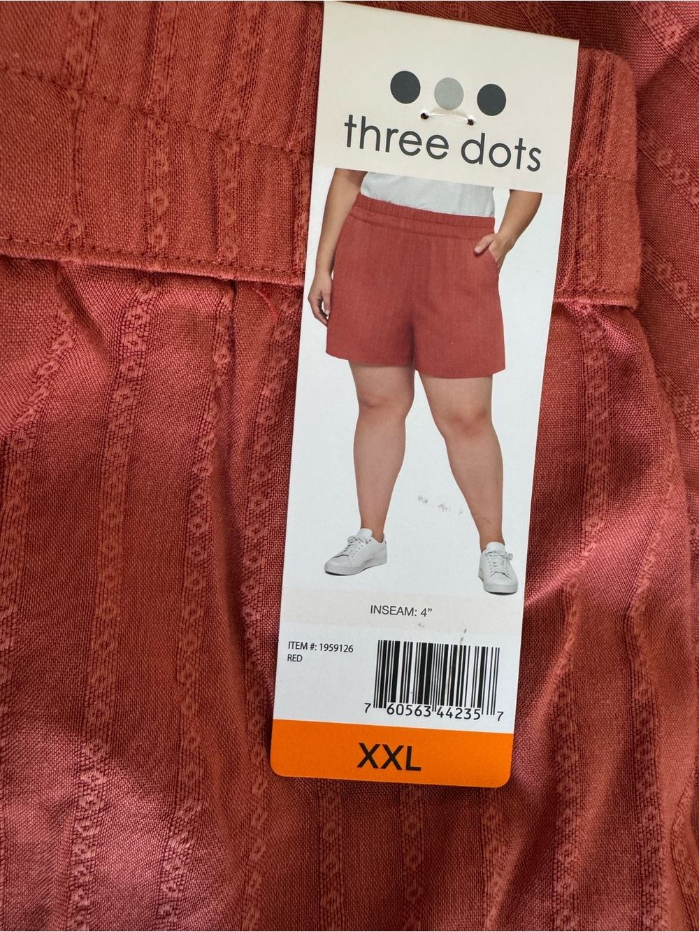 Three Dots Rust-Red Textured Women's Shorts
